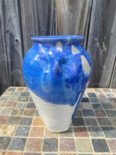 Blue and white pinch vase